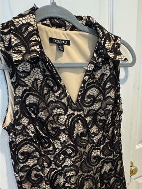 Roz & Ali Black Lace Dress with Nude Lining